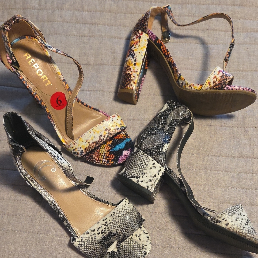 Report Women's Colorful Snake Print Heels 2 Pair